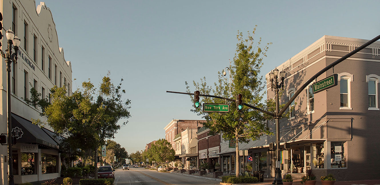 A small town main street.