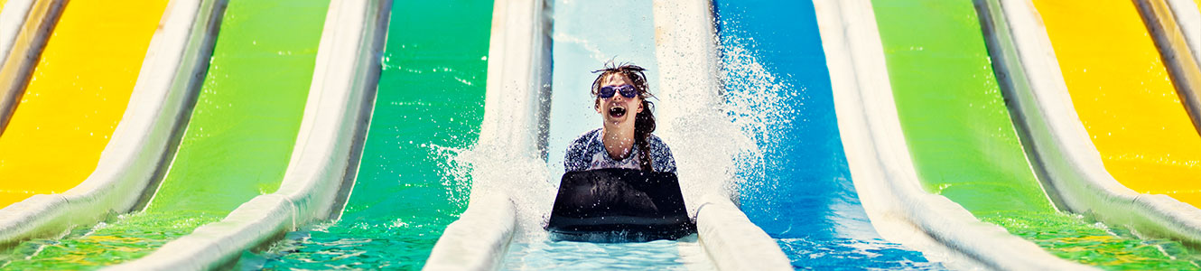 Girl on a water slide.