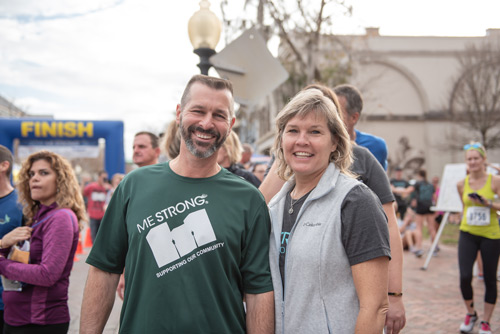 A couple smiles after MeStrong race in DeLand