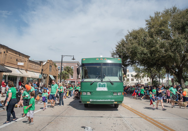Mainstreet Community Bank RV during Mardi Gras Dog Parade in DeLand